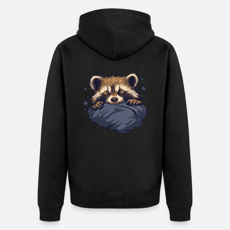 raton laveur rêveur - Veste à capuche bio Premium Unisexe - noir