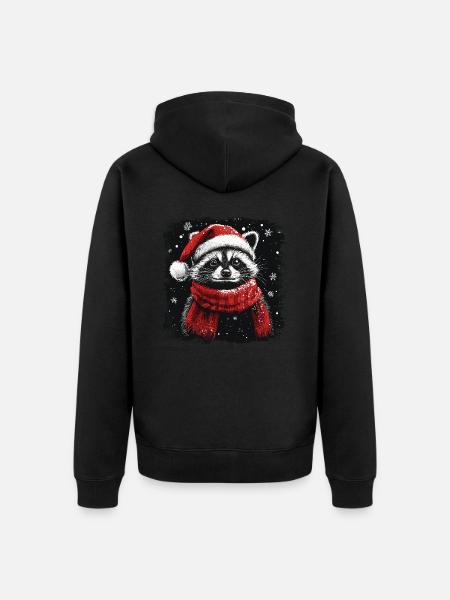 raton laveur de Noël - Veste à capuche bio Premium Unisexe - noir