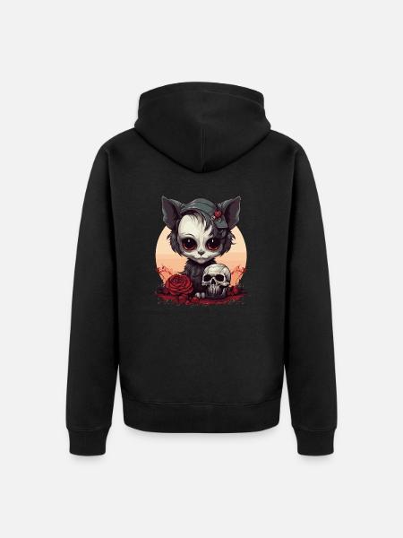 Cute Emo Gothic Kitten - Unisex Premium Organic Zip Hoodie - black