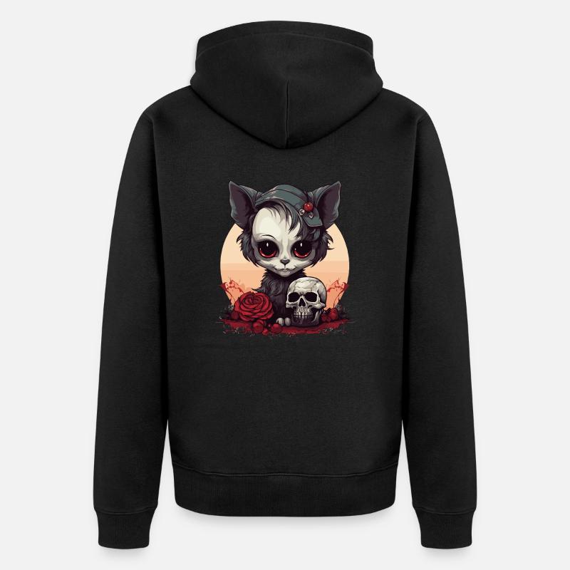Mignon Chaton Gothique Emo - Veste à capuche bio Premium Unisexe - noir