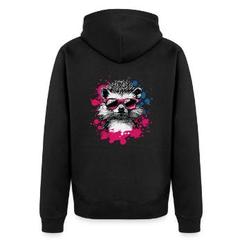 Lustiger Igel mit Sonnenbrille - Unisex Premium Bio Zip Hoodie - Schwarz - Hinten - Nico (187cm)