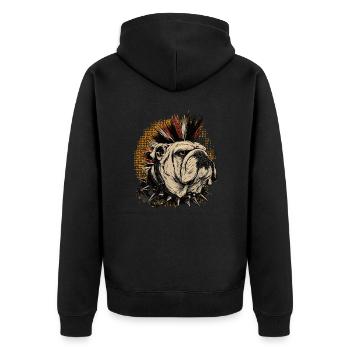 Bouledogue anglais Punk - Veste à capuche bio Premium Unisexe - noir - Dos - Nico (187cm)
