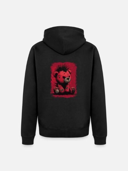 Cute Punk Teddy Bear - Unisex Premium Organic Zip Hoodie - black