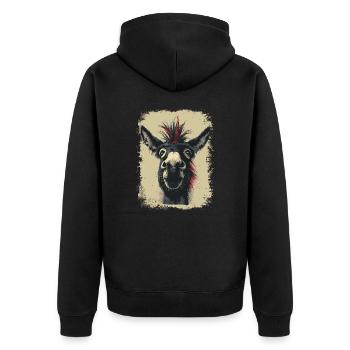Lustiger Esel - Unisex Premium Bio Zip Hoodie - Schwarz - Hinten - Nico (187cm)