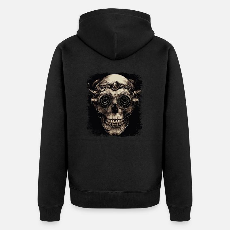 Crâne de zombie steampunk - Veste à capuche bio Premium Unisexe - noir
