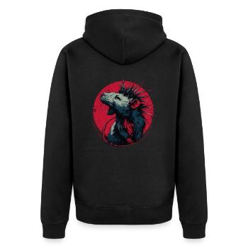 Punk Rock Rat - Unisex Premium Organic Zip Hoodie - black - Back - Nico (187cm)