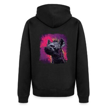 Punk Rock Hyena - Unisex Premium Organic Zip Hoodie - black - Back - Nico (187cm)
