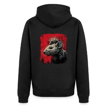 Punkrock Ratte - Unisex Premium Bio Zip Hoodie - Schwarz - Hinten - Nico (187cm)