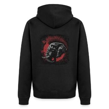 Punkrock Elefant - Unisex Premium Bio Zip Hoodie - Schwarz - Hinten - Nico (187cm)