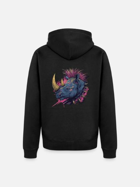 Fantasy Punkrock Rhino - Unisex Premium Organic Zip Hoodie - black
