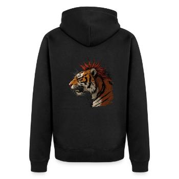 Tigerpunk - Unisex Premium Bio Zip Hoodie - Schwarz - Hinten - Nico (187cm)