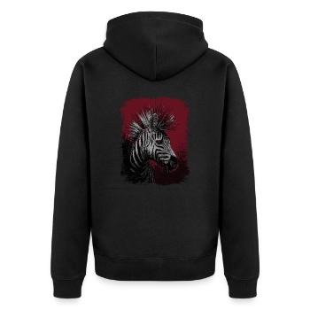 Zebra Punk - Unisex Premium Bio Zip Hoodie - Schwarz - Hinten - Nico (187cm)