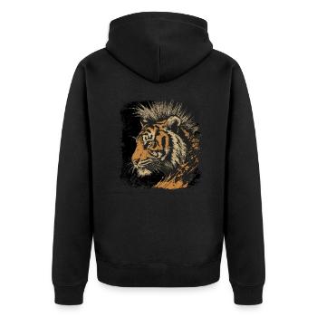 Tigerpunk - Unisex Premium Organic Zip Hoodie - black - Back - Nico (187cm)