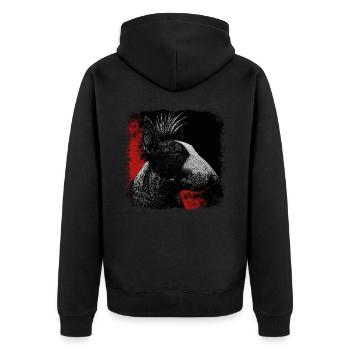 Punkrock Bullterrier - Unisex Premium Bio Zip Hoodie - Schwarz - Hinten - Nico (187cm)