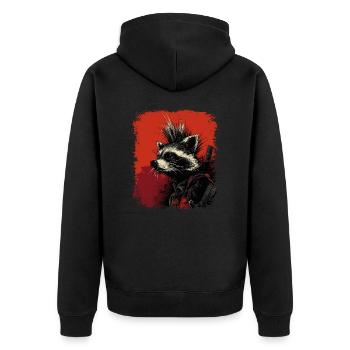 Raton laveur Ninja Punk - Veste à capuche bio Premium Unisexe - noir - Dos - Nico (187cm)