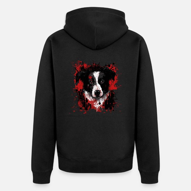 Chiot Border Collie - Veste à capuche bio Premium Unisexe - noir