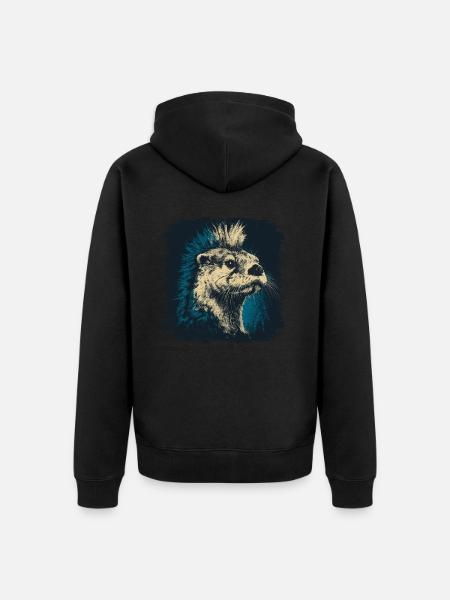 Fischotter Punkrock - Unisex Premium Bio Zip Hoodie - Schwarz