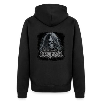 Die Situation erfordert Heavy Metal - Unisex Premium Bio Zip Hoodie - Schwarz - Hinten - Nico (187cm)