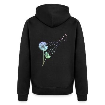 Pusteblume Design Bunt Dandelion Muster Blumen - Unisex Premium Bio Zip Hoodie - Schwarz - Hinten - Nico (187cm)