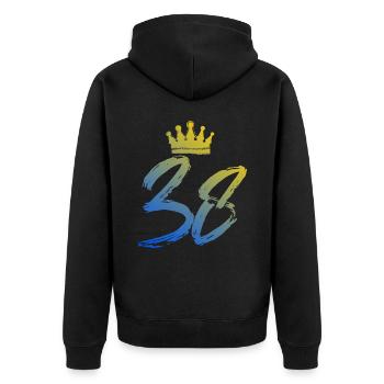 38 Number crown - Unisex Premium Organic Zip Hoodie - black - Back - Nico (187cm)