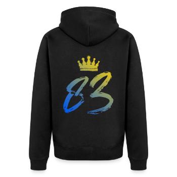 83 Couronne numérique - Veste à capuche bio Premium Unisexe - noir - Dos - Nico (187cm)