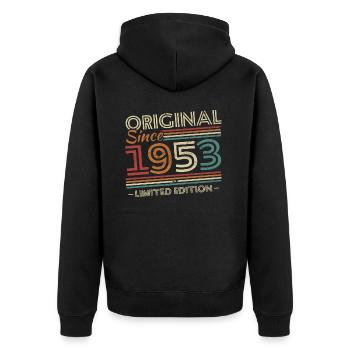 Original 1953 Vintage Birthday Gift 1953 - Unisex Premium Organic Zip Hoodie - black - Back - Nico (187cm)