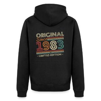 Original 1983 Vintage Cadeau D'anniversaire 1983 - Veste à capuche bio Premium Unisexe - noir - Dos - Nico (187cm)