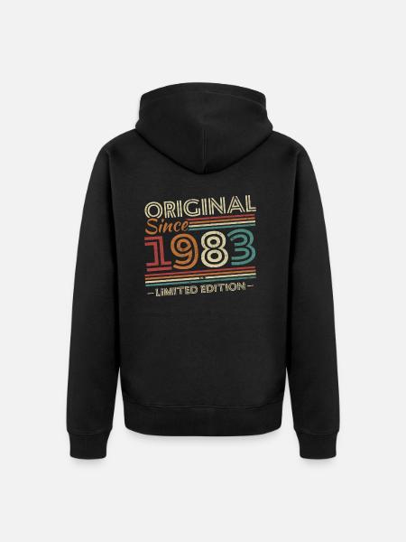 Original 1983 Vintage Cadeau D'anniversaire 1983 - Premium økologisk unisex-hættejakke - sort