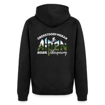 Alpenüberquerung 2025, Oberstdorf Meran,Rad - Unisex Premium Bio Zip Hoodie - Schwarz - Hinten - Nico (187cm)