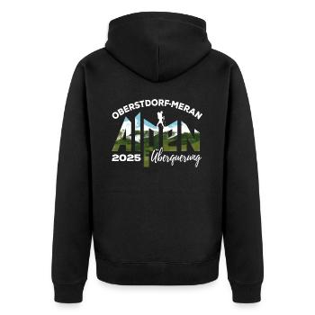 Alpenüberquerung 2025, Oberstdorf Meran, Wandern - Unisex Premium Bio Zip Hoodie - Schwarz - Hinten - Nico (187cm)