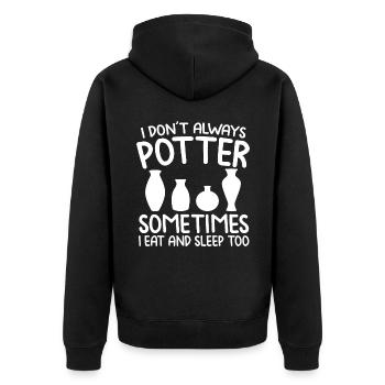 Töpfern Töpferei Ton Töpfer Keramik Keramiker Lehm - Unisex Premium Bio Zip Hoodie - Schwarz - Hinten - Nico (187cm)