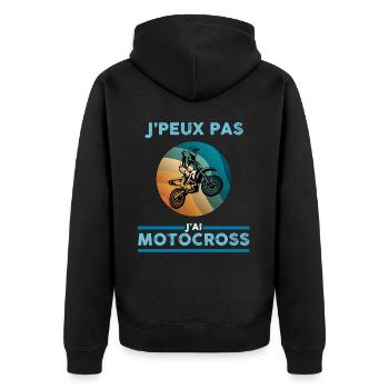 Motocross - Ich kann kein Motocross-Motorrad haben - Unisex Premium Bio Zip Hoodie - Schwarz - Hinten - Nico (187cm)
