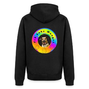 Ich habe Hunger auf Fleisch - Unisex Premium Bio Zip Hoodie - Schwarz - Hinten - Nico (187cm)
