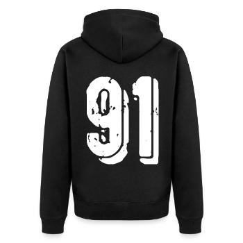 91 number jersey - Unisex Premium Organic Zip Hoodie - black - Back - Nico (187cm)