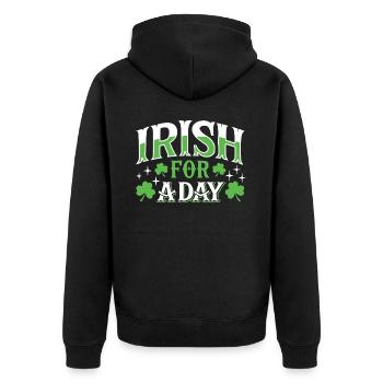 Irish for a day - Shamrock - Ireland - Unisex Premium Organic Zip Hoodie - black - Back - Nico (187cm)
