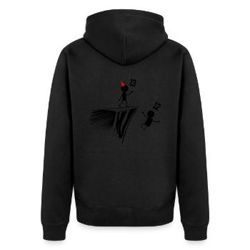 13e anniversaire, cadeau 13 ans, Humour 13 ans, 13 - Veste à capuche bio Premium Unisexe - noir - Dos - Nico (187cm)