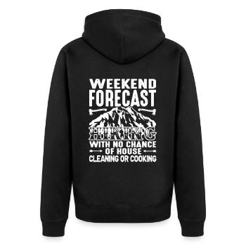 Weekend Forecast Hiking - Unisex Premium Organic Zip Hoodie - black - Back - Nico (187cm)