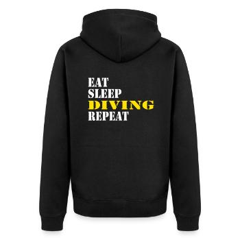 eat sleep diving repeat - Unisex Premium Bio Zip Hoodie - Schwarz - Hinten - Nico (187cm)