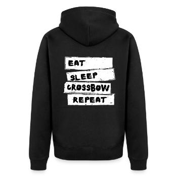 Crossbow - Besta Tshirt - Unisex Premium Bio Zip Hoodie - Schwarz - Hinten - Nico (187cm)