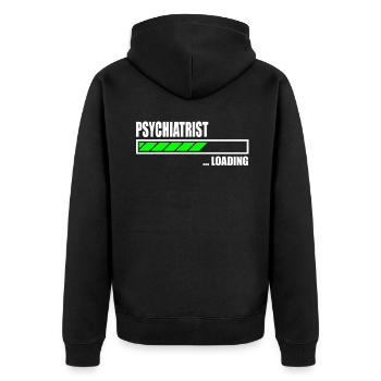 Psychiatrist Loading Bar - Unisex Premium Bio Zip Hoodie - Schwarz - Hinten - Nico (187cm)