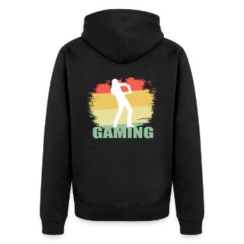T-shirt de jeu vintage - Veste à capuche bio Premium Unisexe - noir - Dos - Nico (187cm)