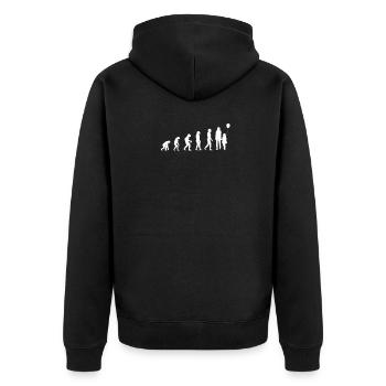 EVOLUTION OF AUNTS - Unisex Premium Bio Zip Hoodie - Schwarz - Hinten - Nico (187cm)
