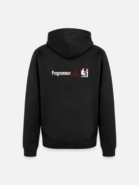 UNIQUE PROGRAMMER HEARTBEAT DESIGN - Unisex Premium Organic Zip Hoodie - black