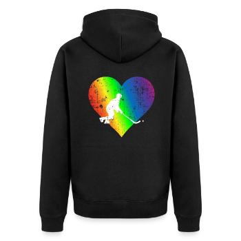 Palakowaty Pride Rainbow Heart - Unisex Premium Organic Zip Hoodie - black - Back - Nico (187cm)