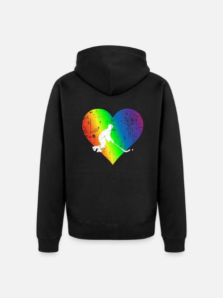 Palakowaty Pride Rainbow Heart - Unisex Premium Organic Zip Hoodie - black