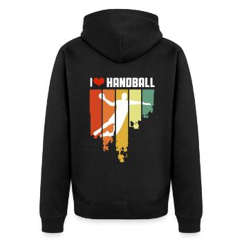 I Love Handball Vintage Edition - Unisex Premium Organic Zip Hoodie - black - Back - Nico (187cm)