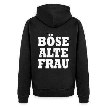 Böse alte frau - Unisex Premium Bio Zip Hoodie - Schwarz - Hinten - Nico (187cm)