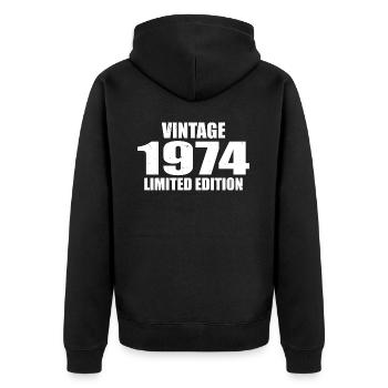 Millésime 1974 Anniversaire 1974 - Rétro 1974 - Veste à capuche bio Premium Unisexe - noir - Dos - Nico (187cm)