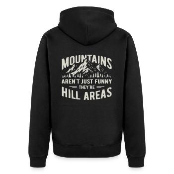 Mountains are hill areas - hilarious pun - Unisex Premium Bio Zip Hoodie - Schwarz - Hinten - Nico (187cm)