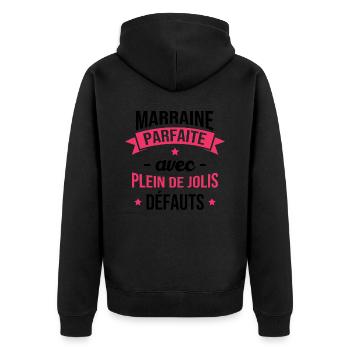 Marraine parfaite avec plein de jolis défauts - Veste à capuche bio Premium Unisexe - noir - Dos - Nico (187cm)